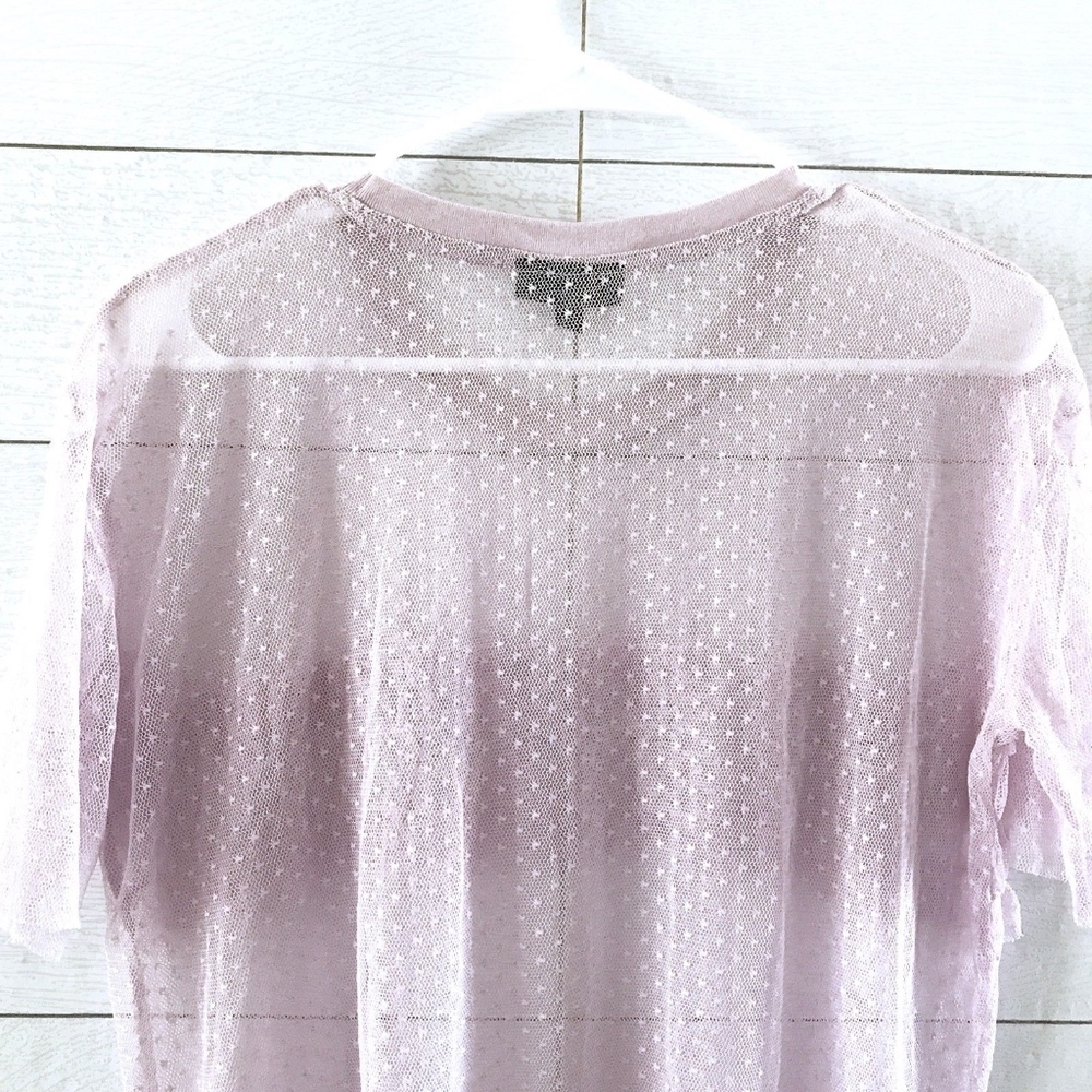 Topshop Purple Dobby Sheer Ruffle Mesh Top - Picture 7 of 8